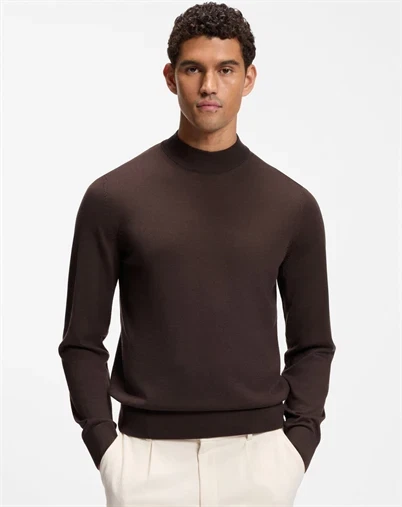 Hugo Boss - Mock Neck Sweater - Dark Brown 